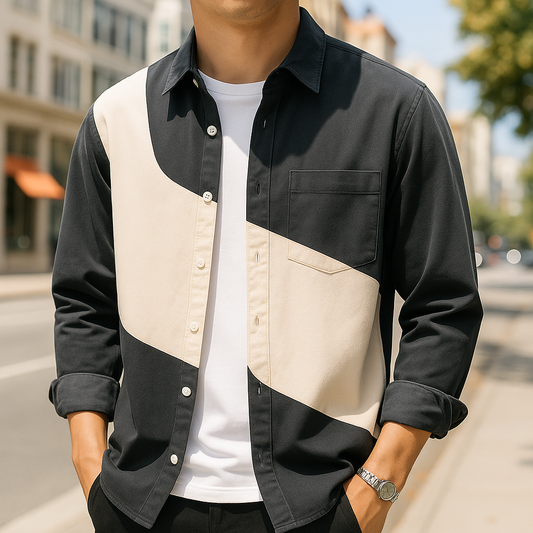 Bicolor-Hemd aus Baumwolle