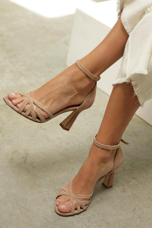 Marona™ | Patchwork Sandalen mit runder Zehenpartie und schmalem Absatz