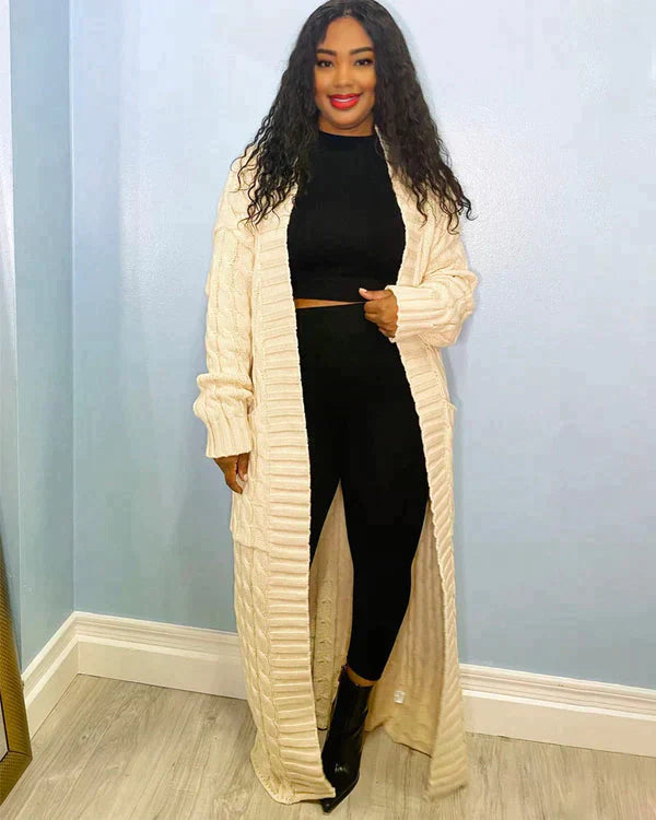 Theodora - V-Ausschnitt Langer Freizeitcardigan