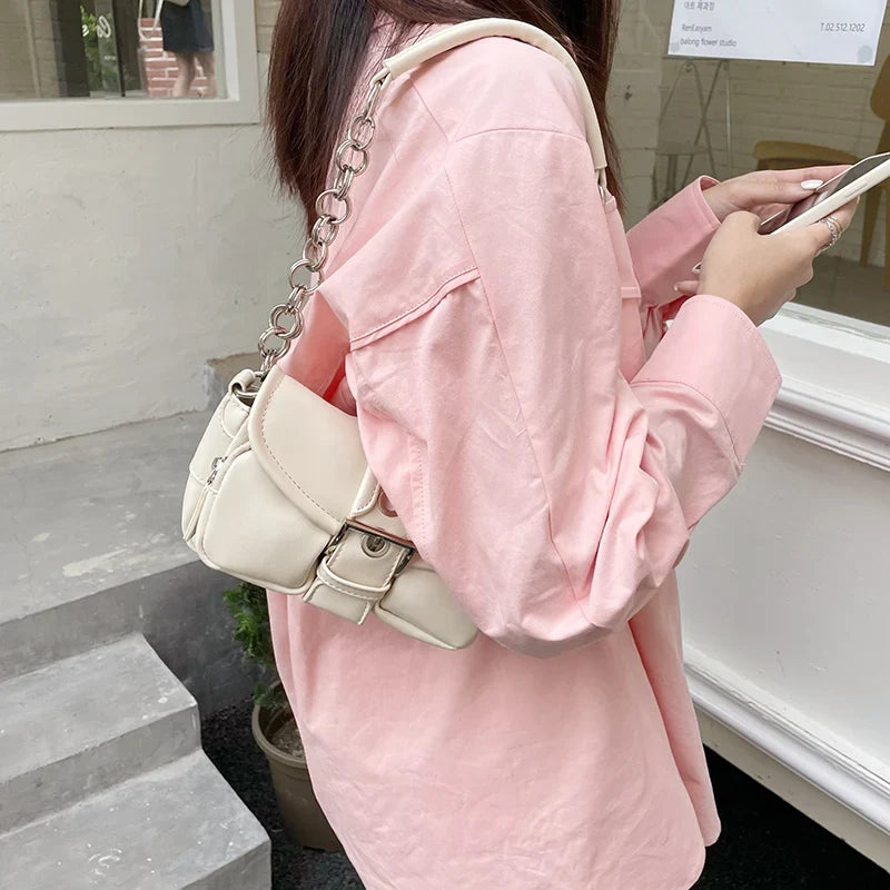 Retro Damen-Schultertasche mit Kette