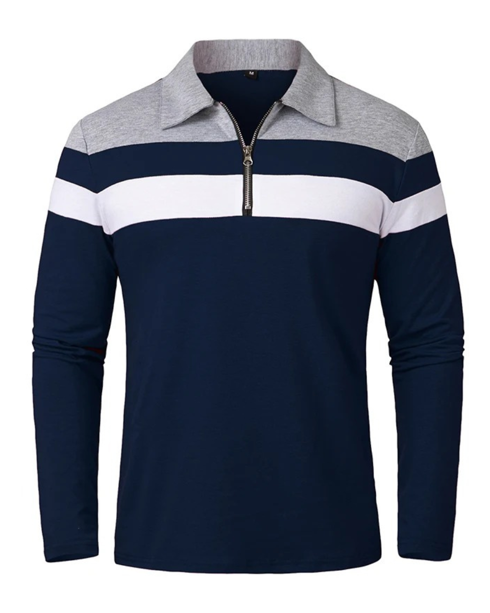 Elegant gestreifter Pullover mit Reißverschluss