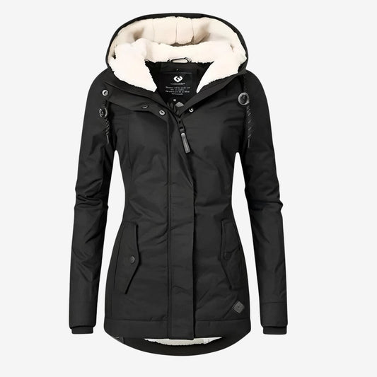 Beate - Wasserdichte Lange Jacke mit Kapuze und Futter