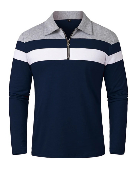 Elegant gestreifter Pullover mit Reißverschluss