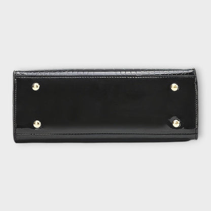 Lora. -  Glänzende Krokodilledermuster-Handtasche